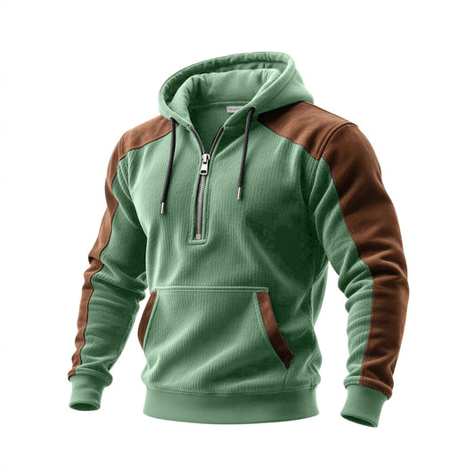 Digital-print Double-hooded Half-zip Hoodie