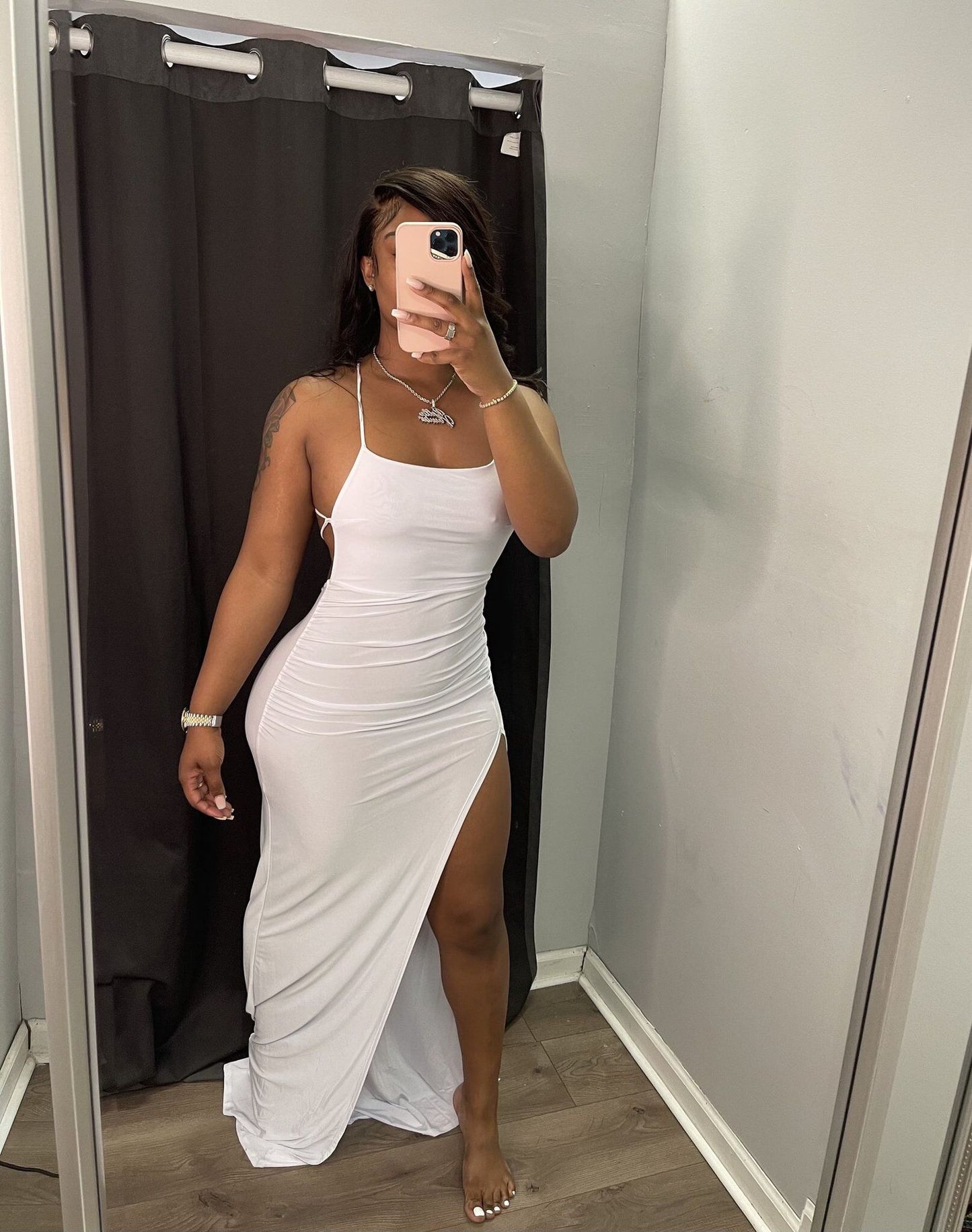 Backless High Split Maxi Dresses Sexy Club Outfits For Women Vacation Beach Clothes