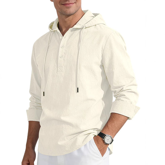 Button-up Versatile Solid-color Cotton-linen Shirt Perfect For Both Vacation And Everyday Wear