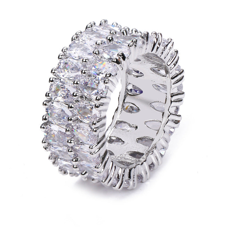 Irregular Gem With High Diamond And Full Ring