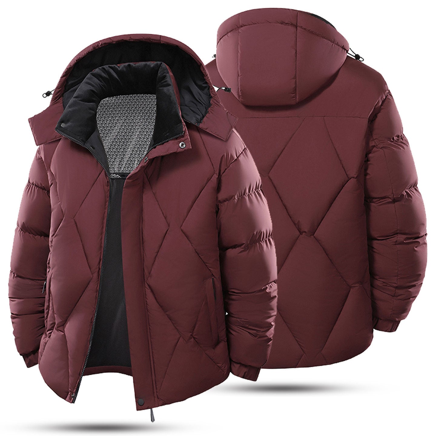 New Winter Detachable-hood Cotton-padded Coat For Menextra-thick And Super Warm