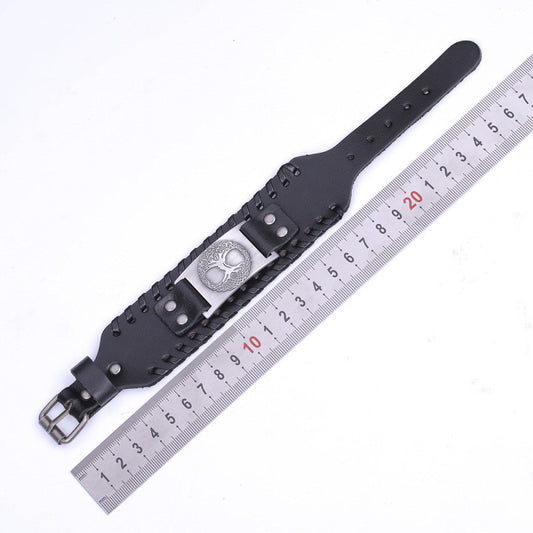 Ancient Silver Tree Of Life Alloy Accessory Leather Bracelet