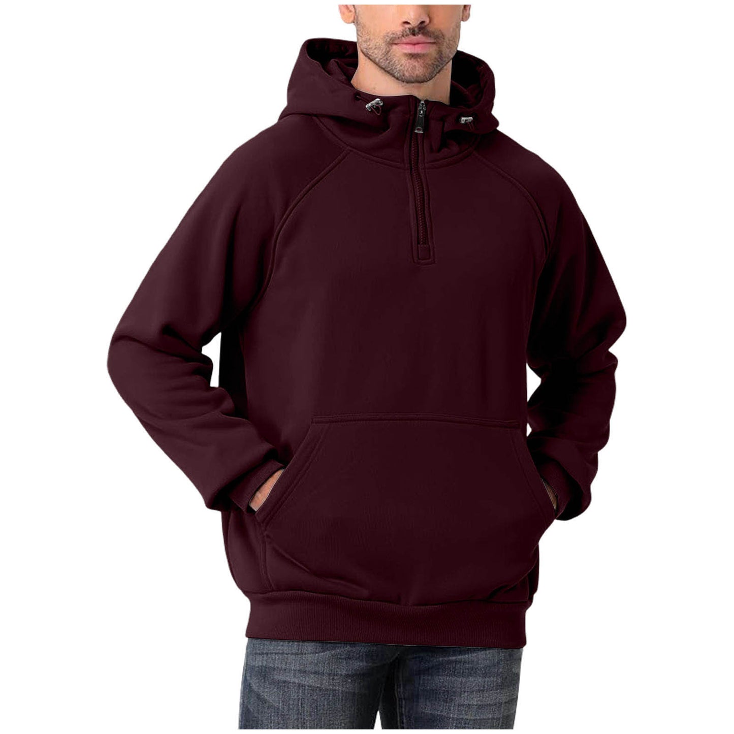 Men's Fashionable All-Match Multi-Color Half-Zip Hoodie