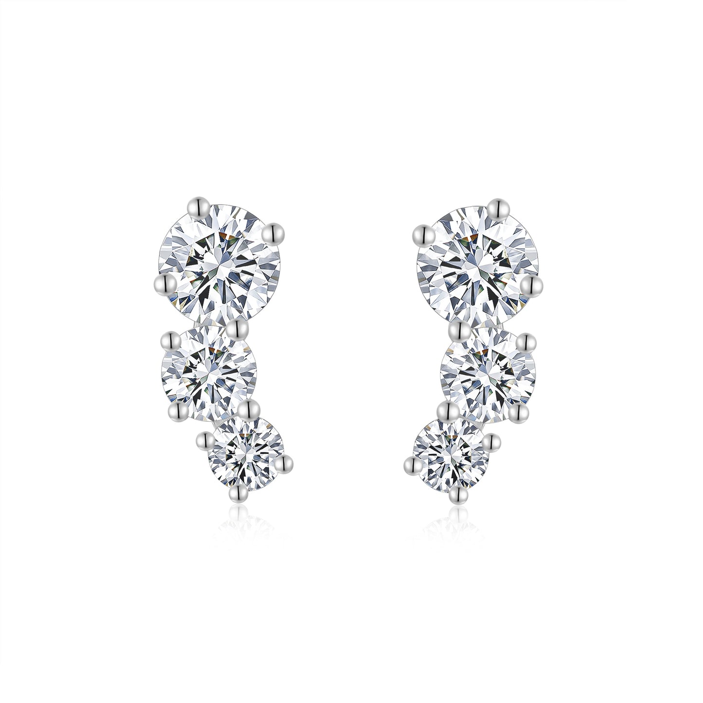 A Luxurious And Fashionable Minimalist Jewelry Earring Set Featuring A 1-carat Top-quality Morganite, Made Of S925 Silver Electroplated With Platinum.