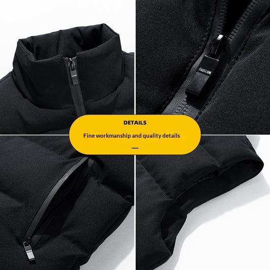 Winter Men's Sleeveless Cotton-padded Vest With A Stand-up Collar