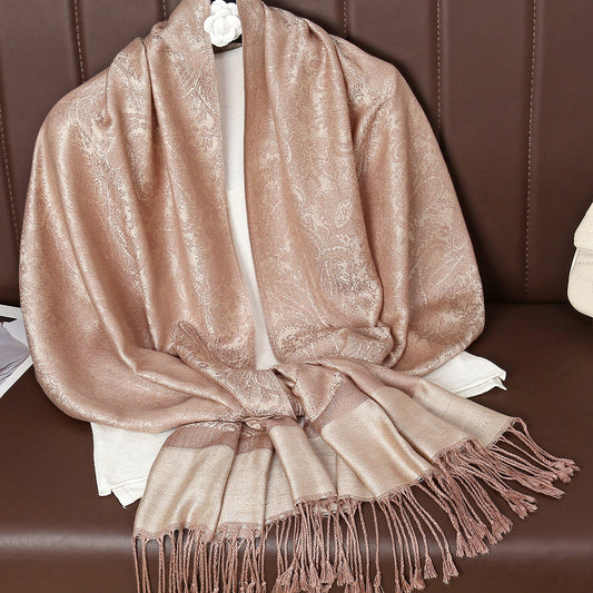 Fashionable Paisley Ethnic Style Cashew Jacquard Shawl