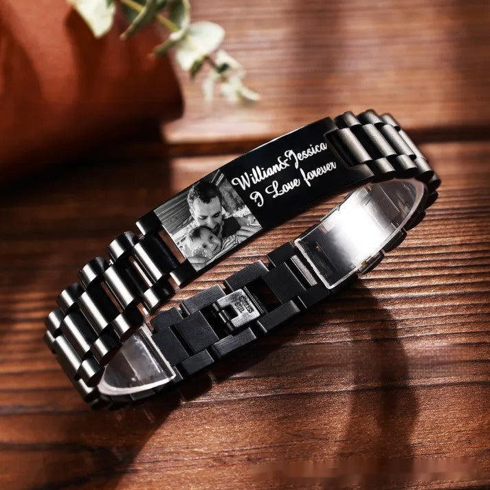 Men’s Personalized Lettering Bracelet – Stainless Steel Curved Piece | Dress To Impress Academy