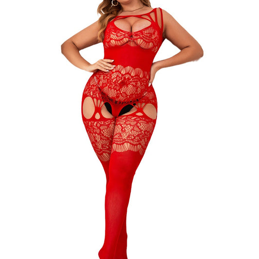 Women's Striped One-piece Mesh Bodysuit