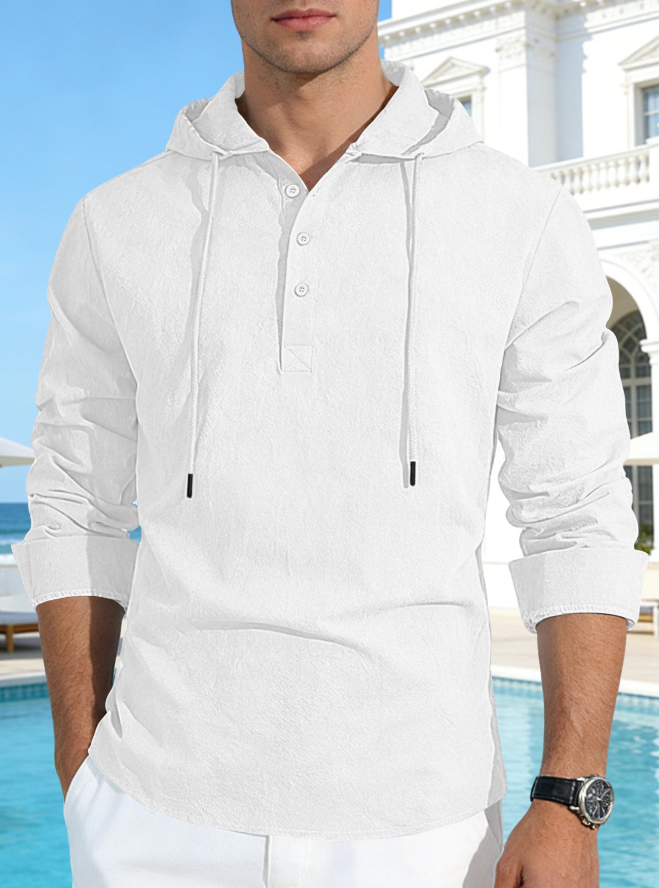 Button-up Versatile Solid-color Cotton-linen Shirt Perfect For Both Vacation And Everyday Wear
