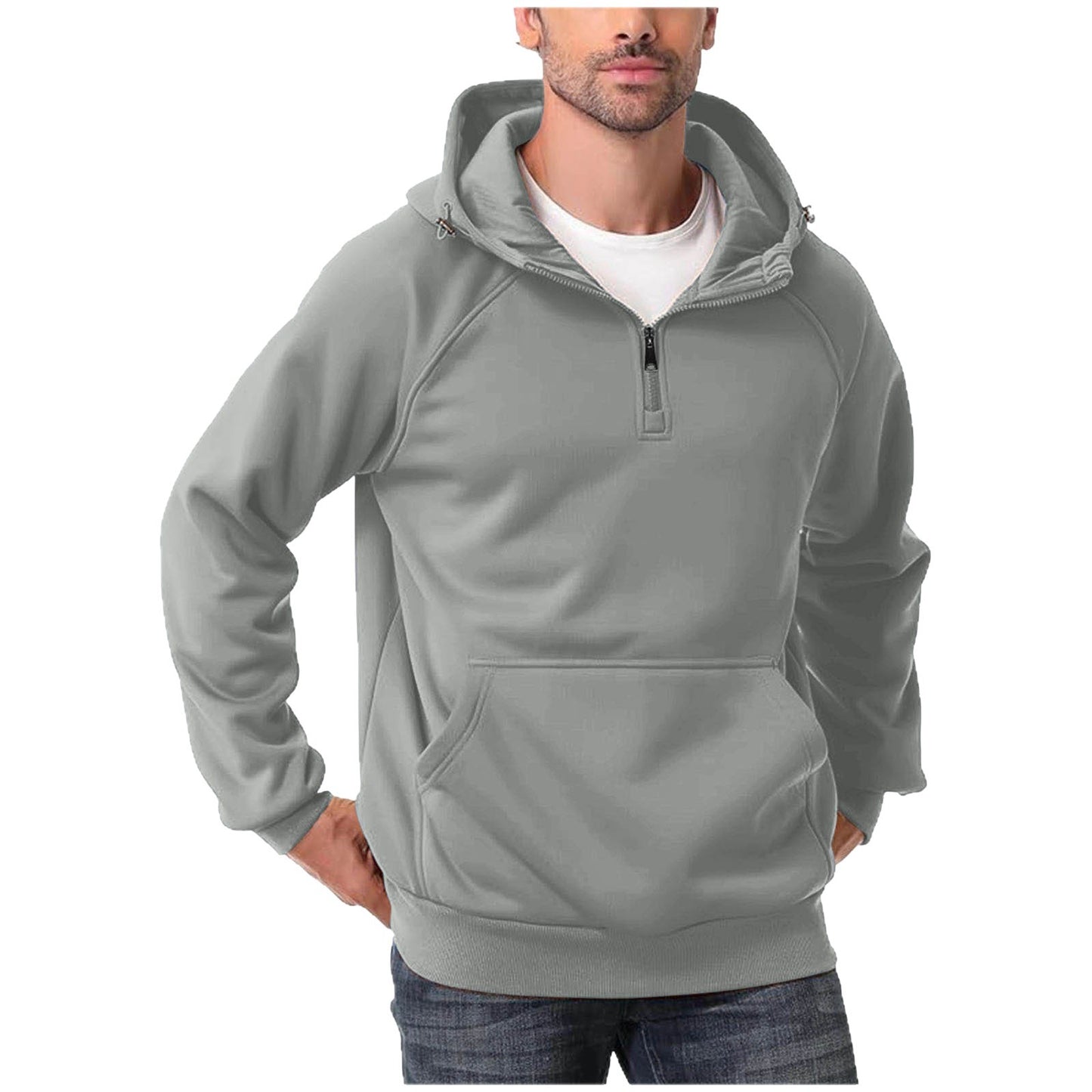 Men's Fashionable All-Match Multi-Color Half-Zip Hoodie