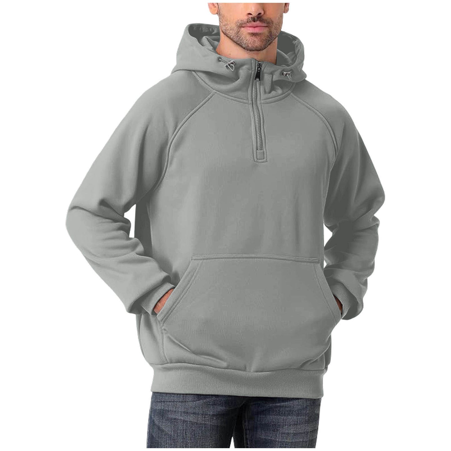 Men's Fashionable All-Match Multi-Color Half-Zip Hoodie