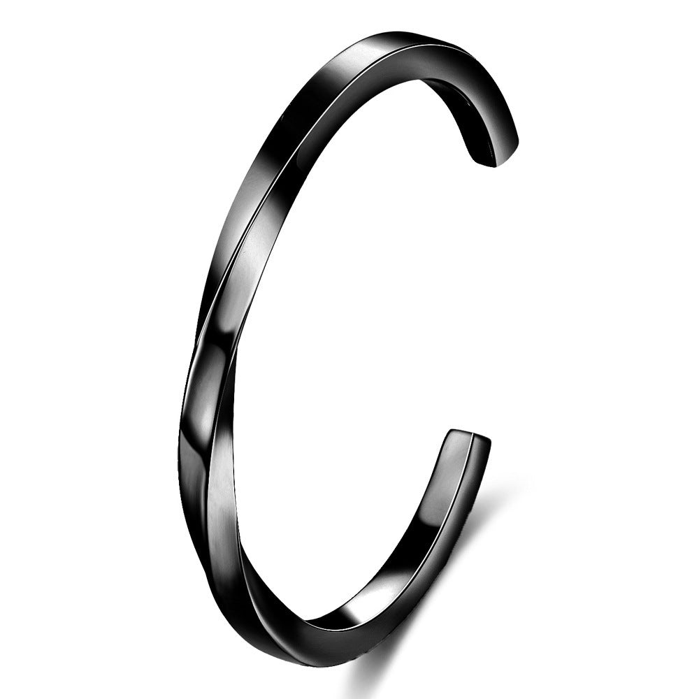 C-shaped twisted and bent titanium steel bracelet