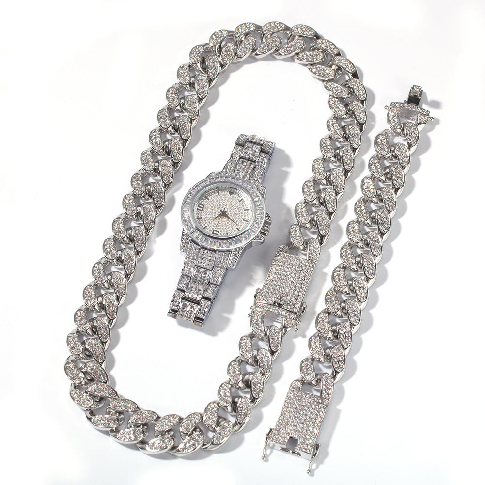 Bracelet necklace watch three piece set