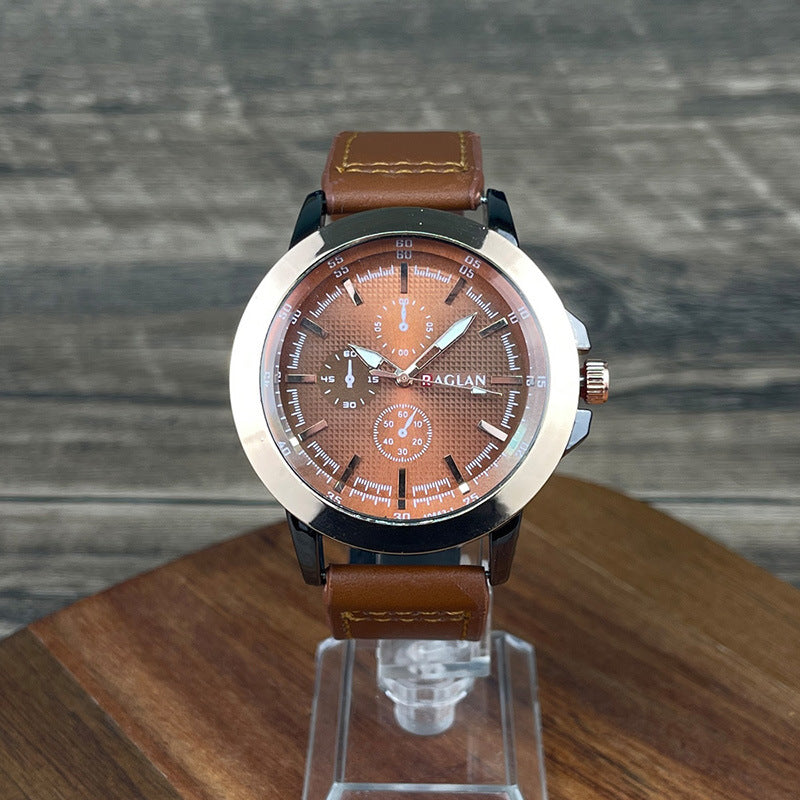 New Three-eye Retro-style Mens Watch