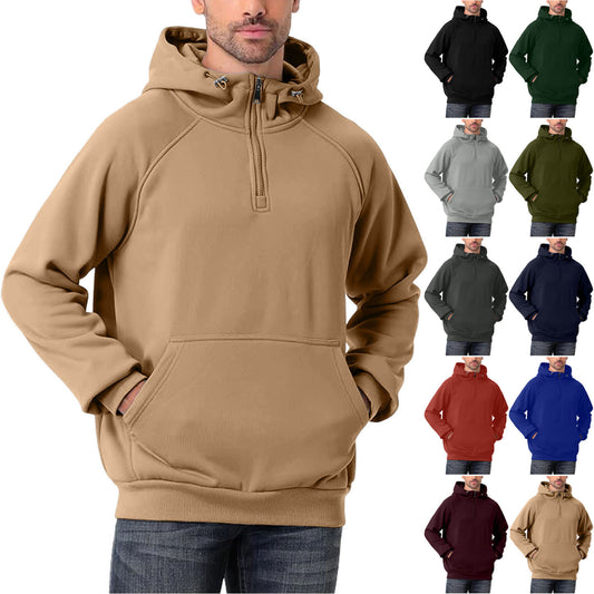 Men's Fashionable All-Match Multi-Color Half-Zip Hoodie