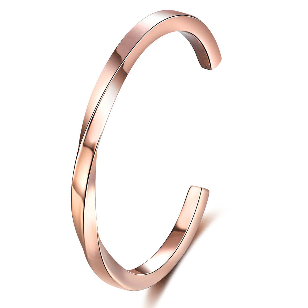 C-shaped twisted and bent titanium steel bracelet