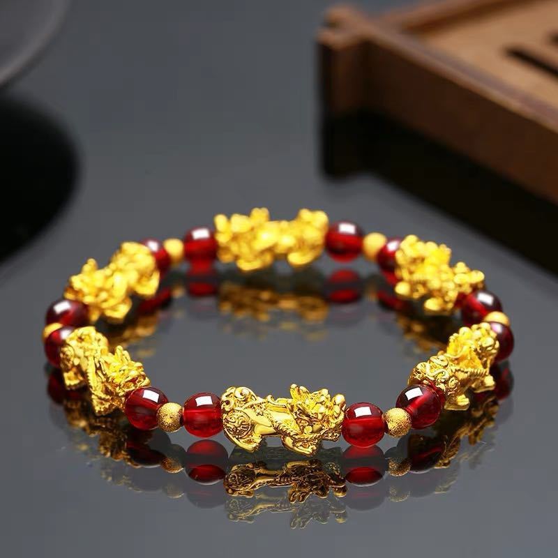 Gold-plated obsidian brave bracelet