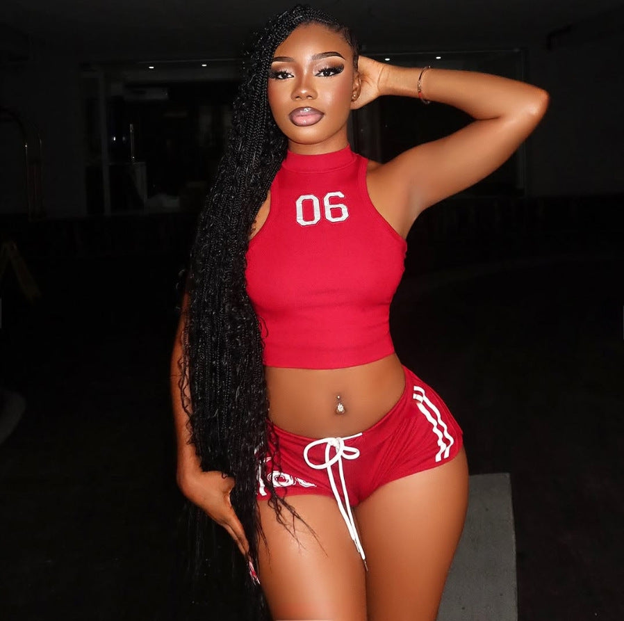Womens Sleeveless Crop-Top Sports Set