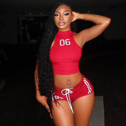 Womens Sleeveless Crop-Top Sports Set