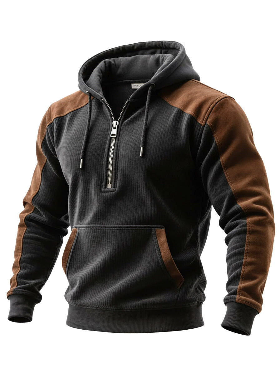 Digital-print Double-hooded Half-zip Hoodie