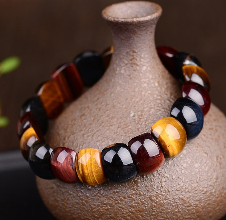 Natural Tiger Eye Stone Bracelet – Handmade Crystal Energy Beads for Men & Women | DTIA