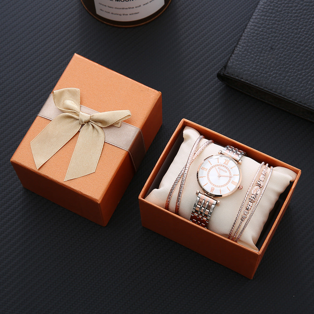 Roman scale diamond female watch alloy bracelet gift
