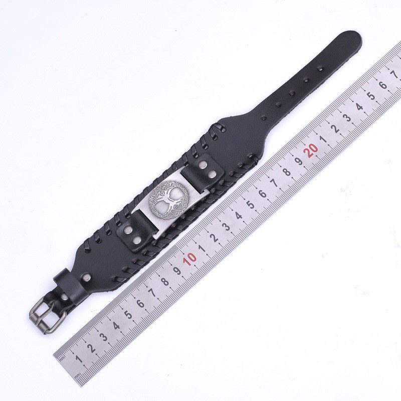 Ancient Silver Tree Of Life Alloy Accessory Leather Bracelet