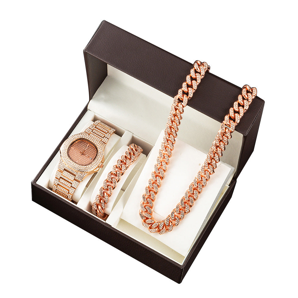 Bracelet necklace watch three piece set