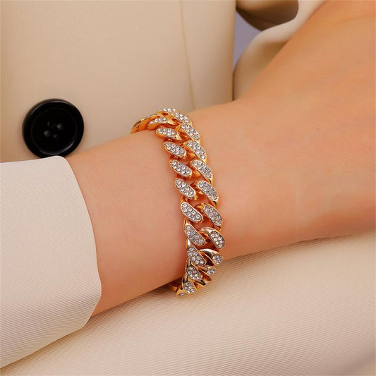 Diamond Cuban Chunky Chain Bracelet – Women’s/Unsex Hip Hop Jewelry