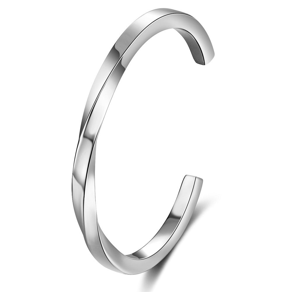 C-shaped twisted and bent titanium steel bracelet