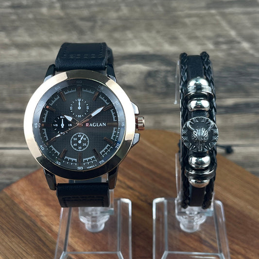 New Three-eye Retro-style Mens Watch