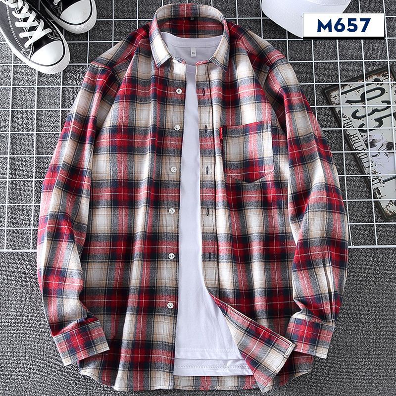 Springautumn Casual Thin Men's Plaid Shirt