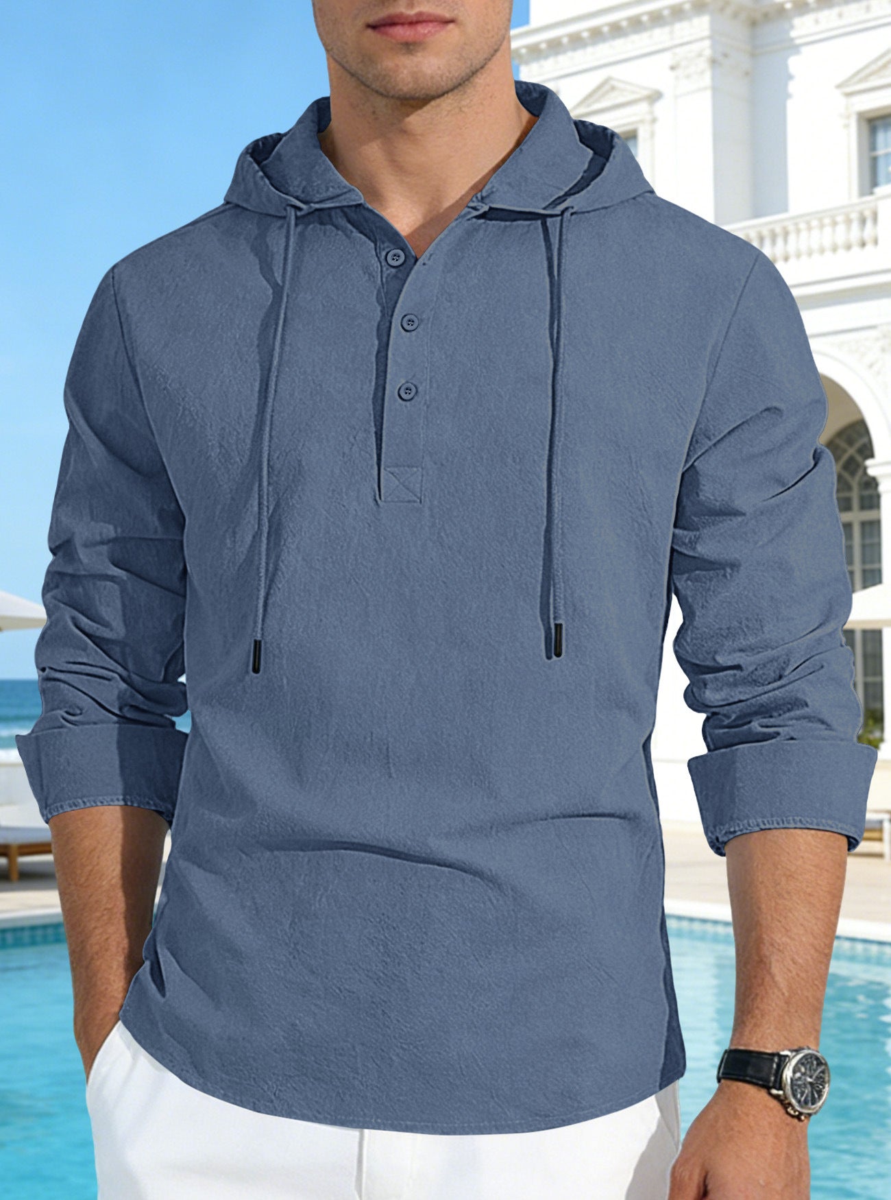 Button-up Versatile Solid-color Cotton-linen Shirt Perfect For Both Vacation And Everyday Wear