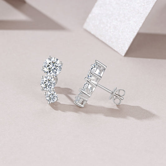 A Luxurious And Fashionable Minimalist Jewelry Earring Set Featuring A 1-carat Top-quality Morganite, Made Of S925 Silver Electroplated With Platinum.