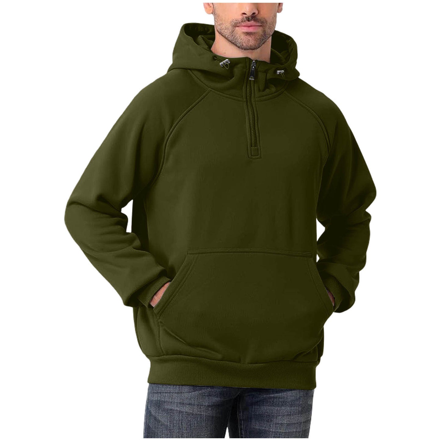 Men's Fashionable All-Match Multi-Color Half-Zip Hoodie