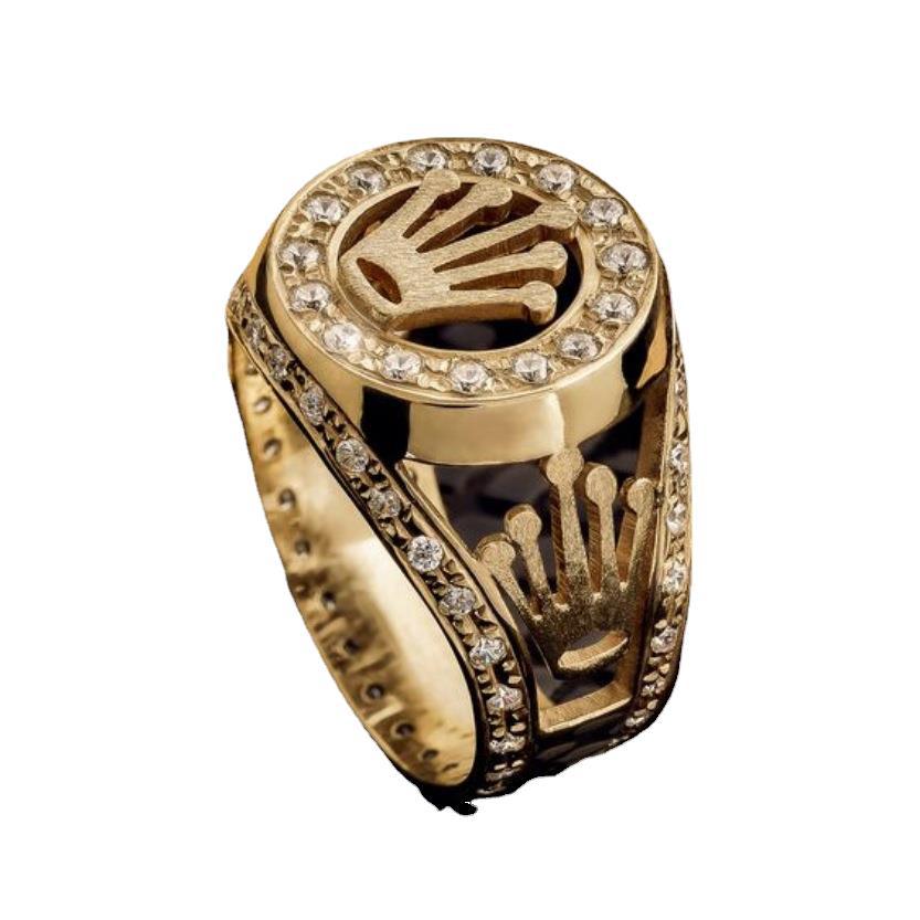Rose Gold Diamond Inlaid Crown Light Luxury Ring