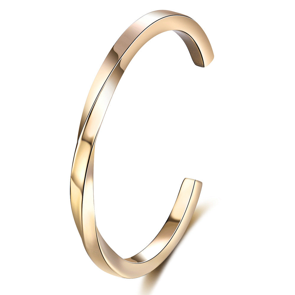 C-shaped twisted and bent titanium steel bracelet