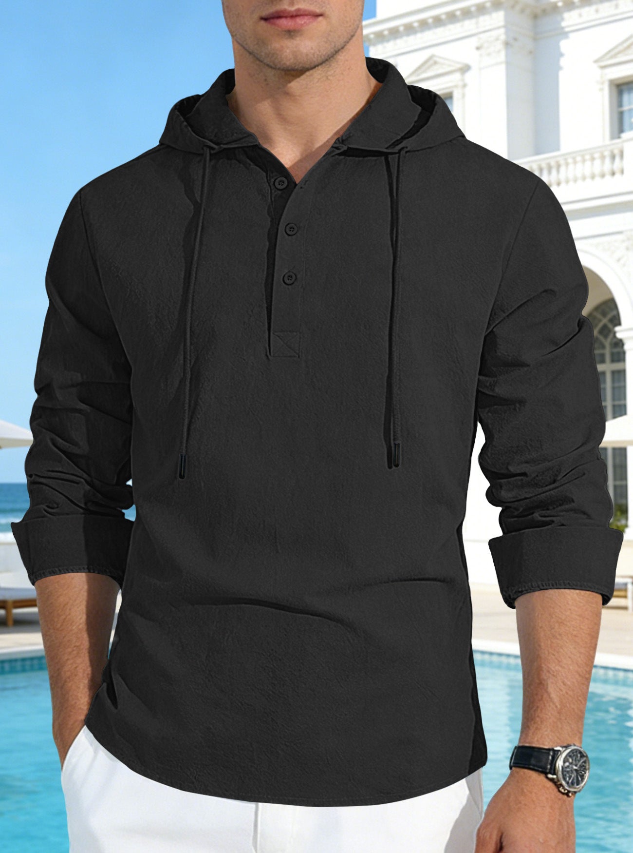 Button-up Versatile Solid-color Cotton-linen Shirt Perfect For Both Vacation And Everyday Wear