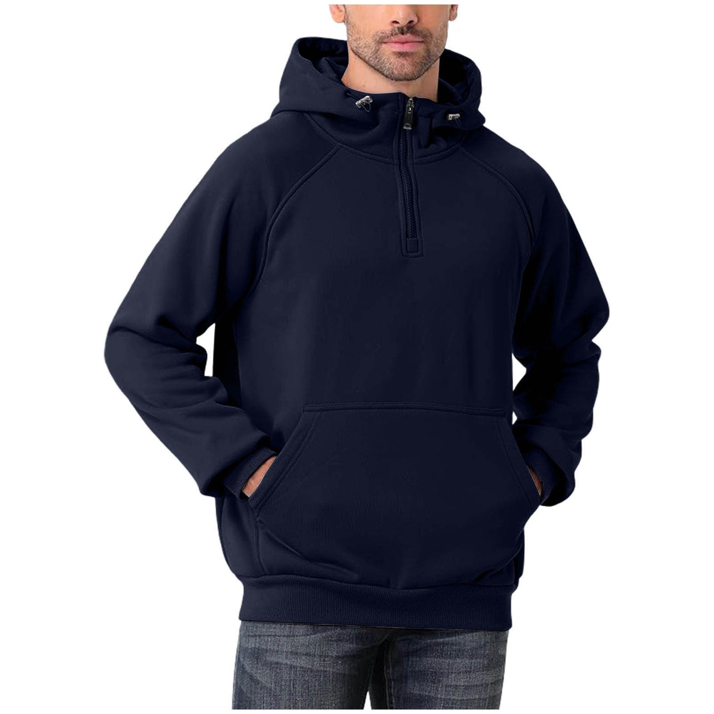 Men's Fashionable All-Match Multi-Color Half-Zip Hoodie