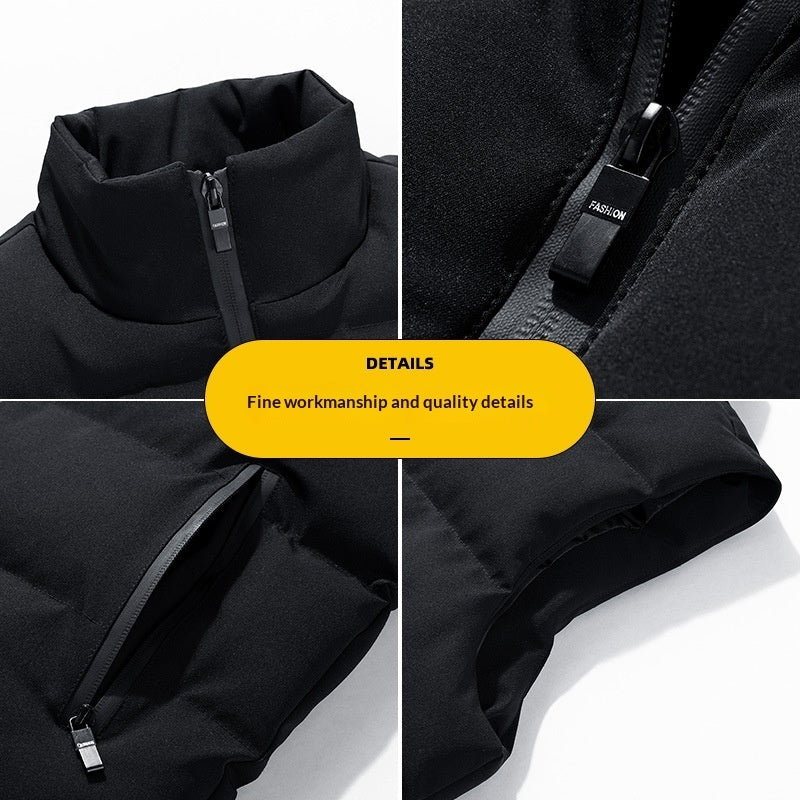 Winter Men's Sleeveless Cotton-padded Vest With A Stand-up Collar