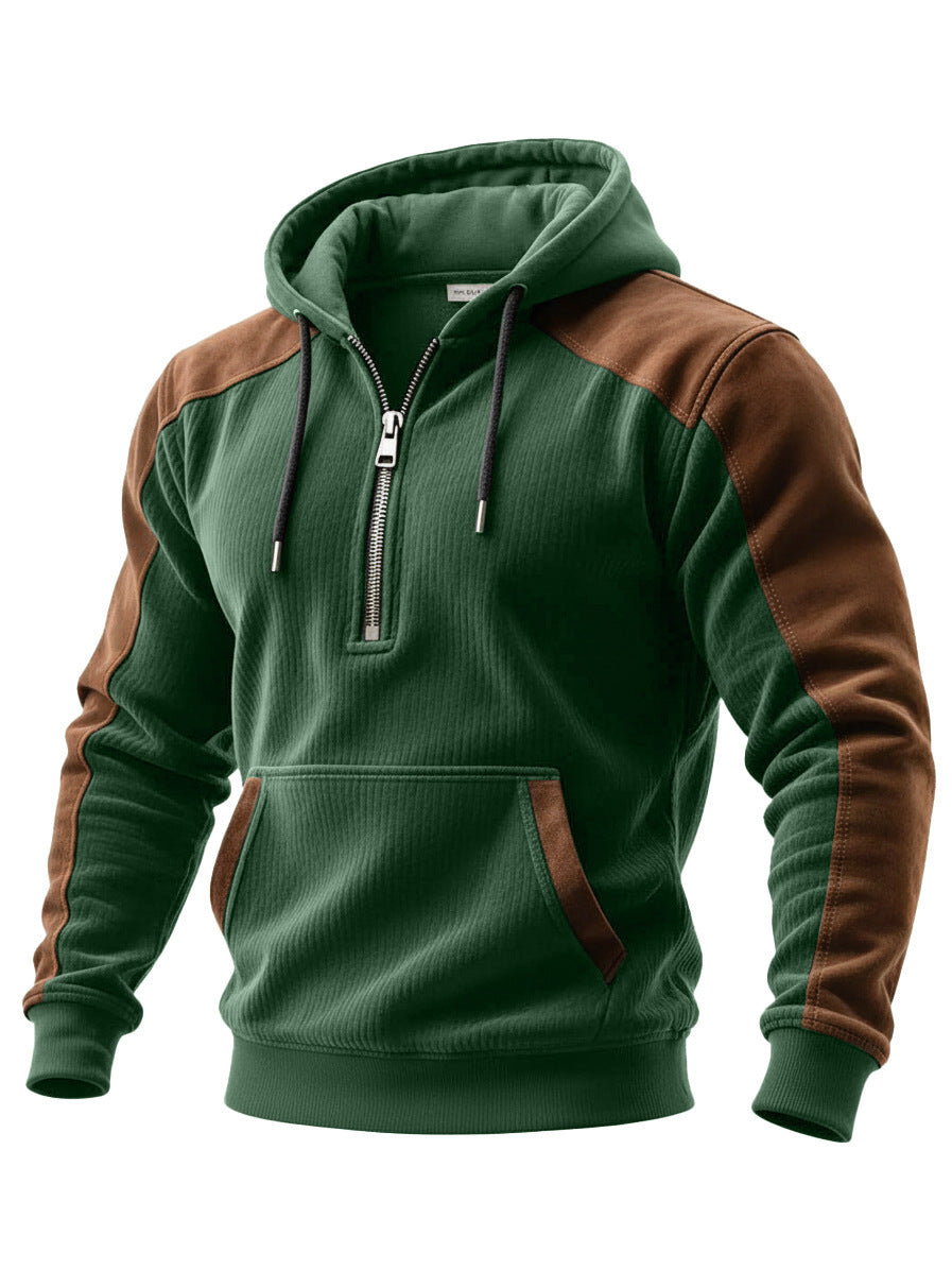 Digital-print Double-hooded Half-zip Hoodie