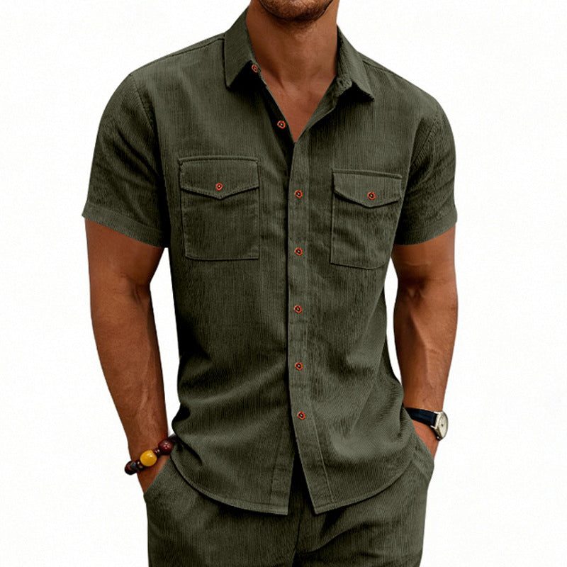 Men's Casual Loose-fit Workwear Short-Sleeve Lapel Shirt