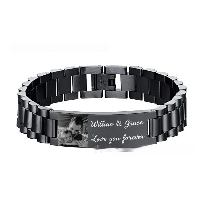 Men’s Personalized Lettering Bracelet – Stainless Steel Curved Piece | Dress To Impress Academy