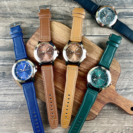 New Three-eye Retro-style Mens Watch