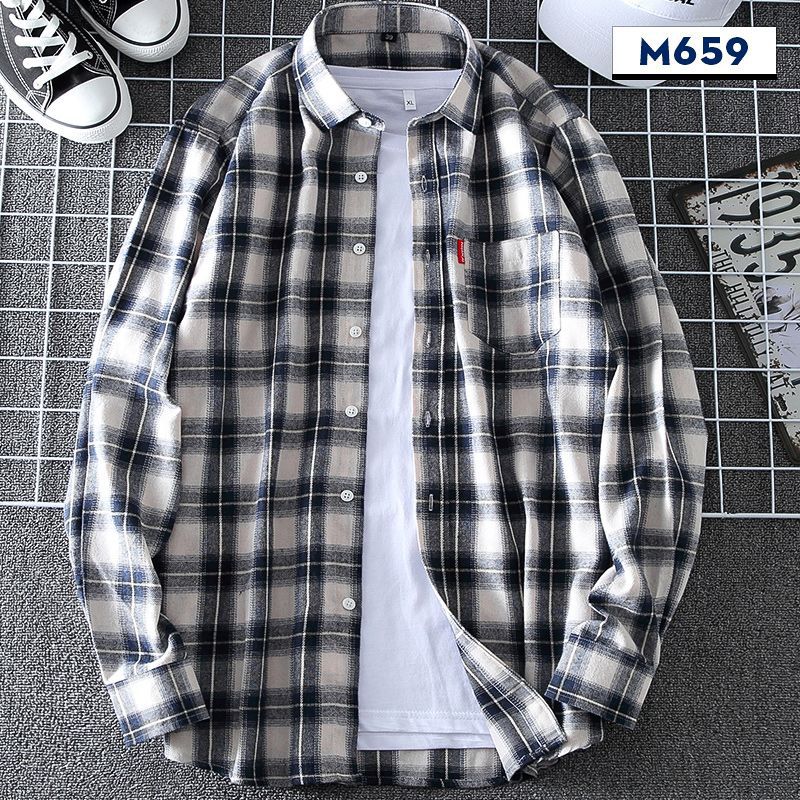 Springautumn Casual Thin Men's Plaid Shirt