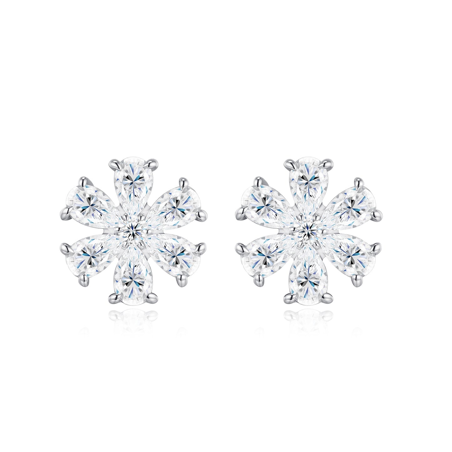 A Luxurious And Fashionable Minimalist Jewelry Earring Set Featuring Top-quality Moissanite Stones, Made Of S925 Silver Electroplated With Platinum.