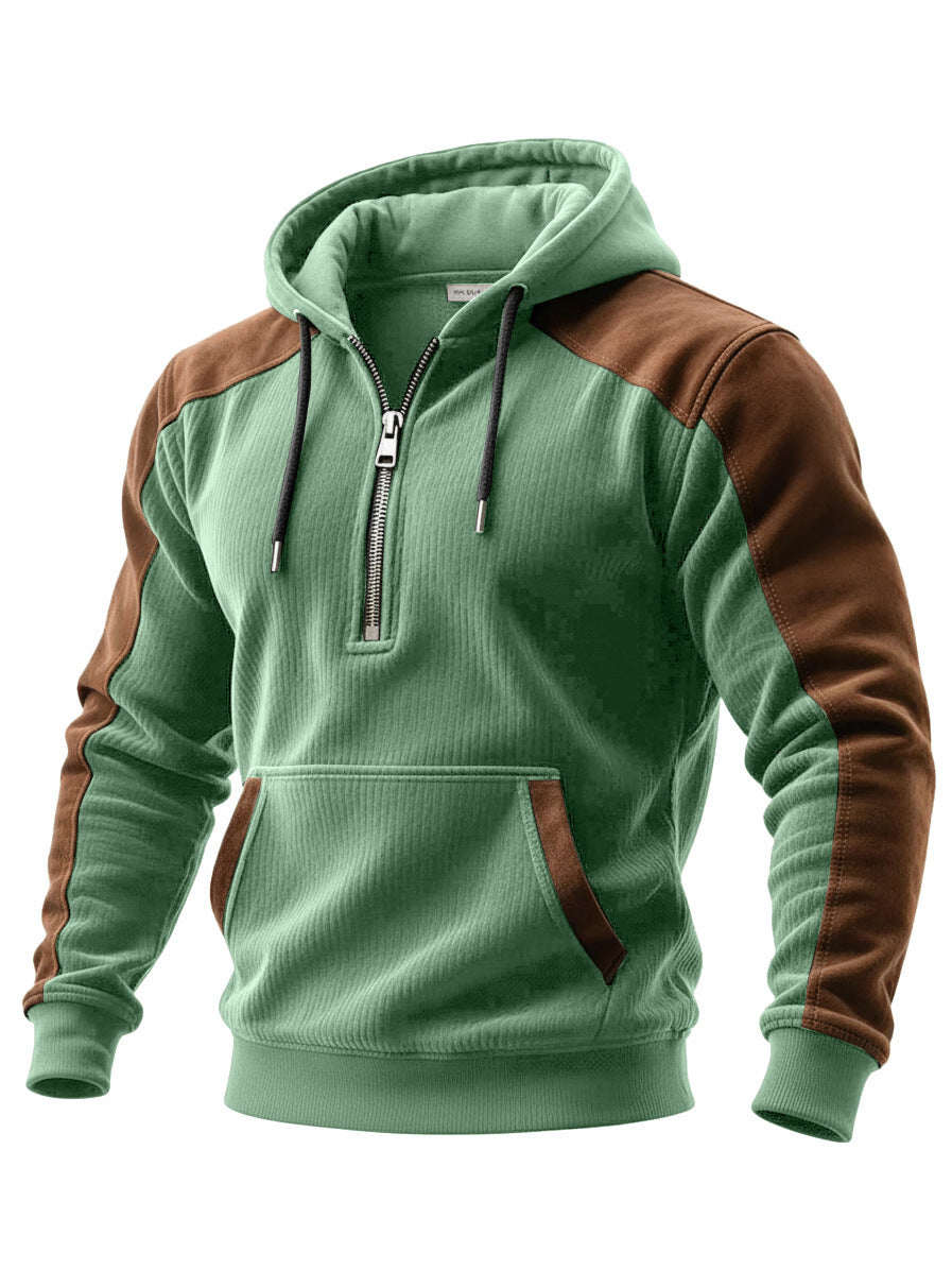 Digital-print Double-hooded Half-zip Hoodie