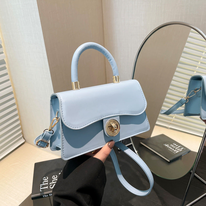 Spring Womens Commuter Light-Luxury Solid-Colored Crossbody Bag With Lock Closure