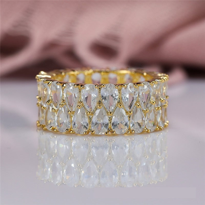 Irregular Gem With High Diamond And Full Ring