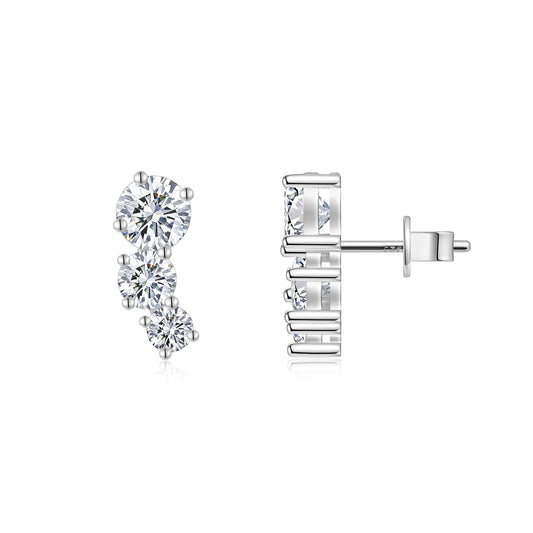 A Luxurious And Fashionable Minimalist Jewelry Earring Set Featuring A 1-carat Top-quality Morganite, Made Of S925 Silver Electroplated With Platinum.